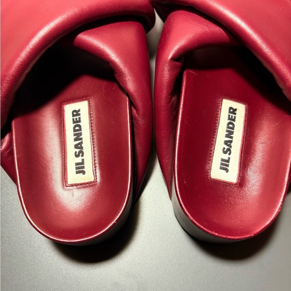 JIL SANDER Crossover Burgundy Leather Sandals - Picture 5 of 11